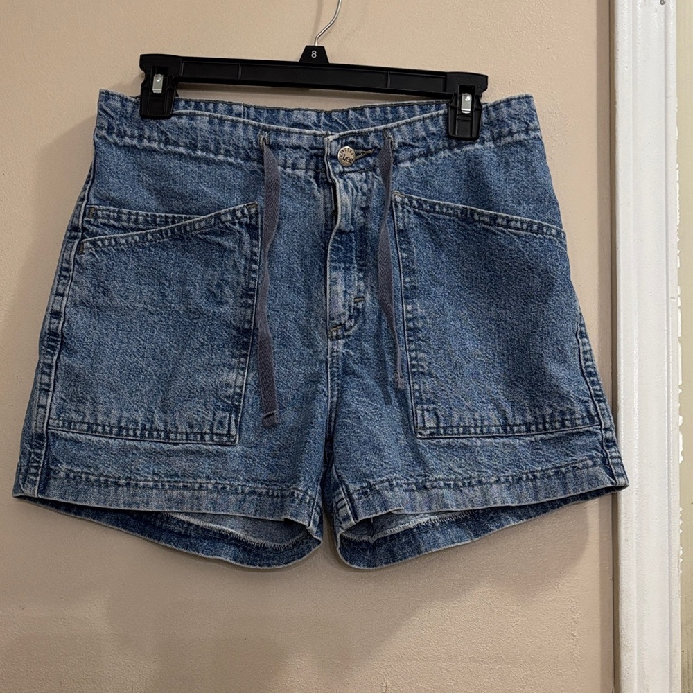 Lee Drawstring Waist High rise Shorts Denim Blue Women's Jean Shorts
